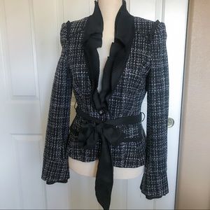 White House Black Market Tweed Ruffle Blazer sz 6
